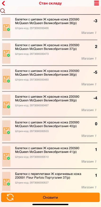 Состояние склада - заказ - МП