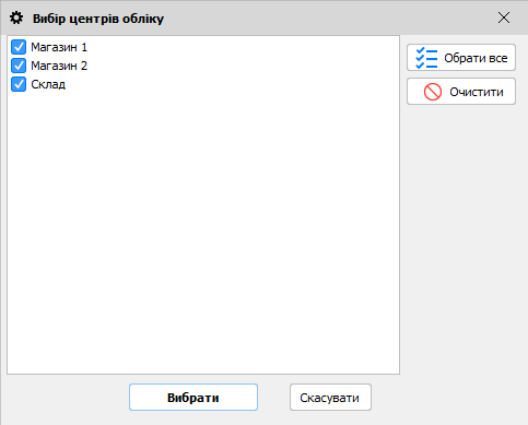 Вибір центрів обліку - Акт переоцінки