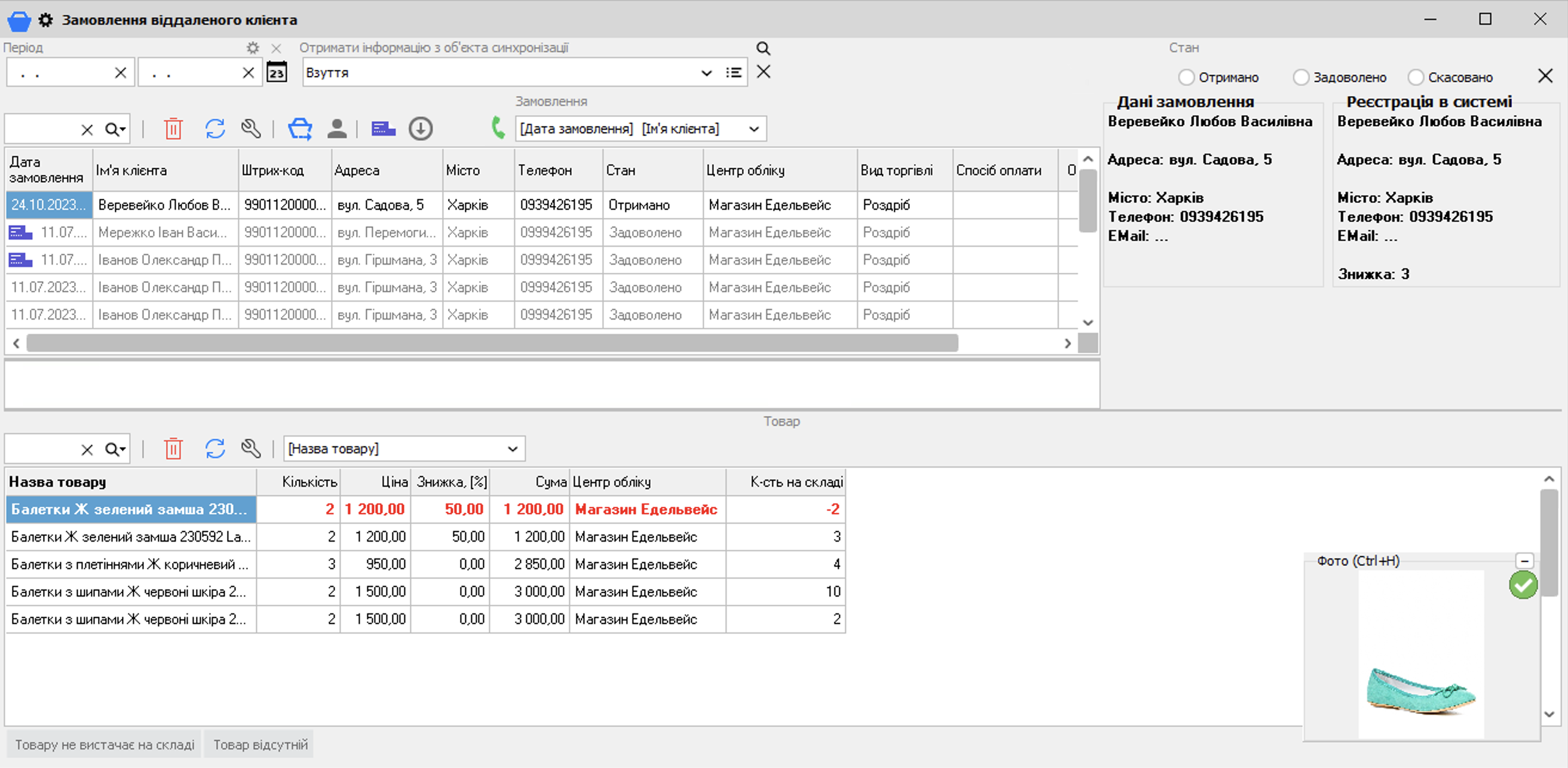 Замовлення віддаленого клієнта