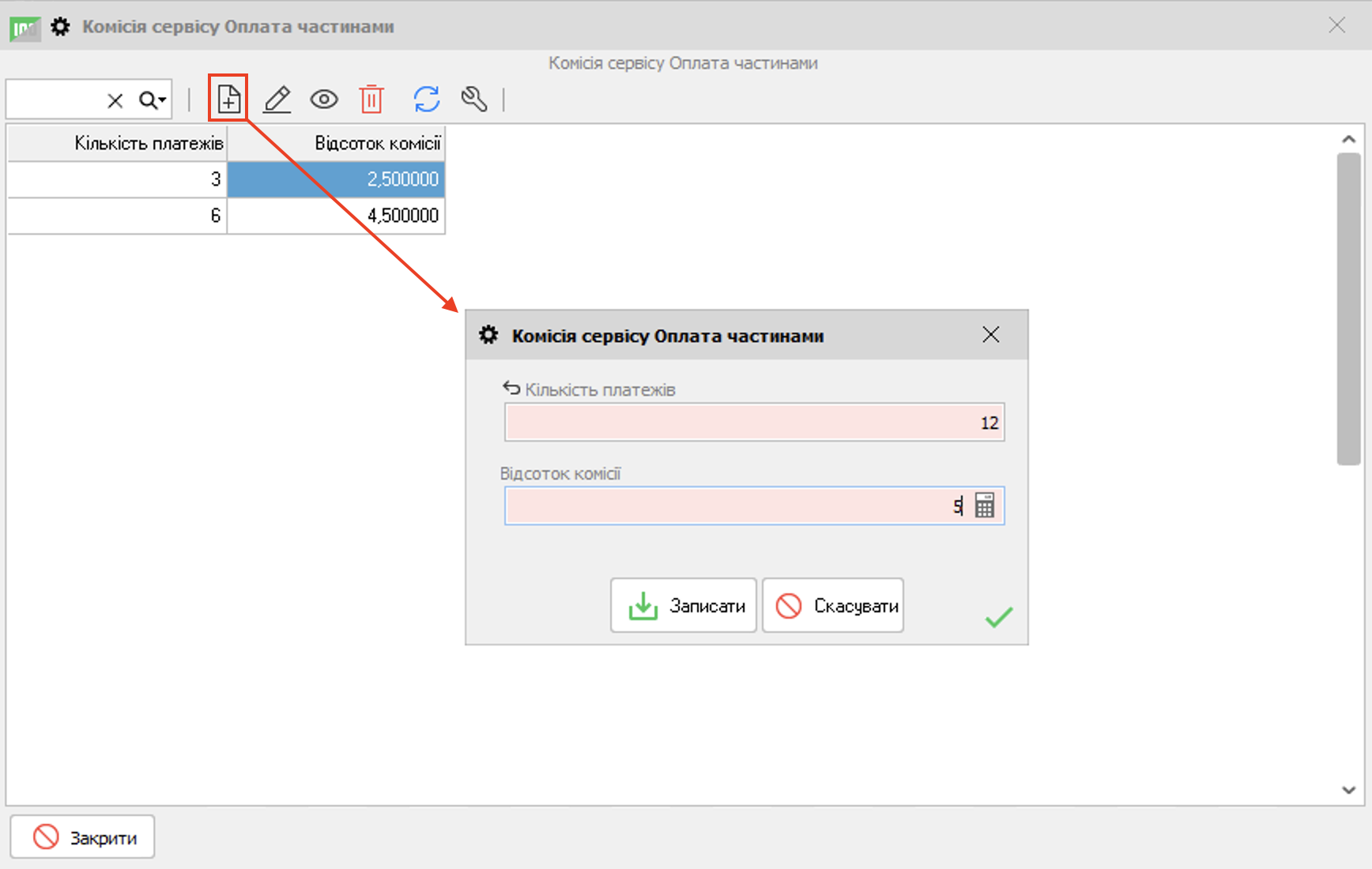 Комісія сервісу Оплата частинами