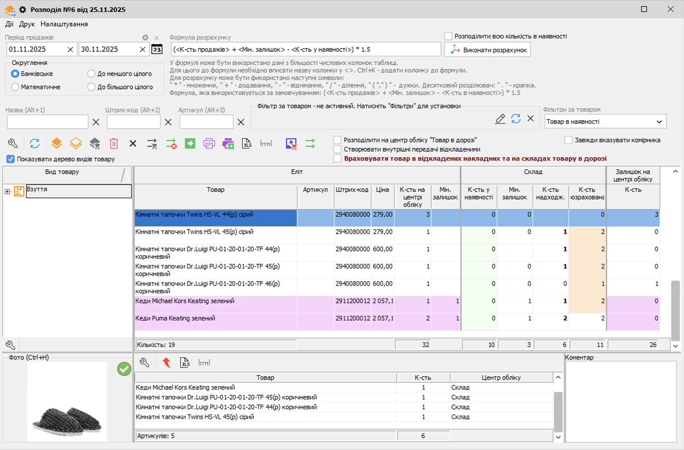 Розподіл товару автоматичний розрахунок