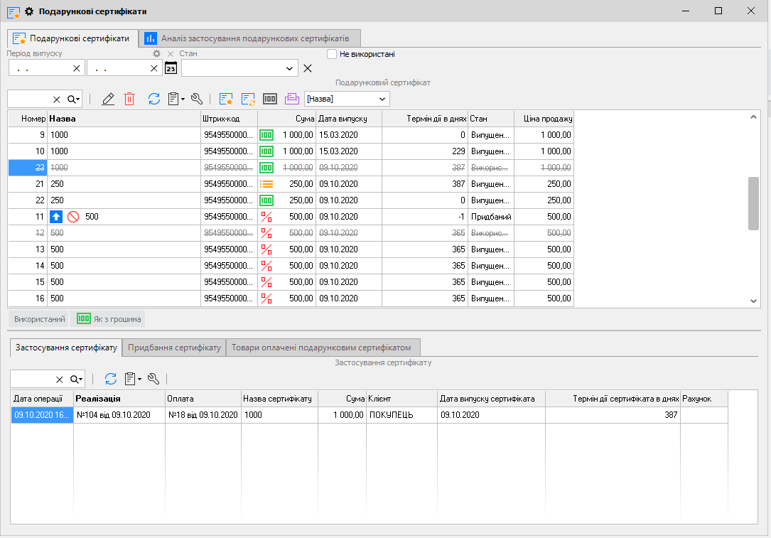 Подарункові сертифікати - головна