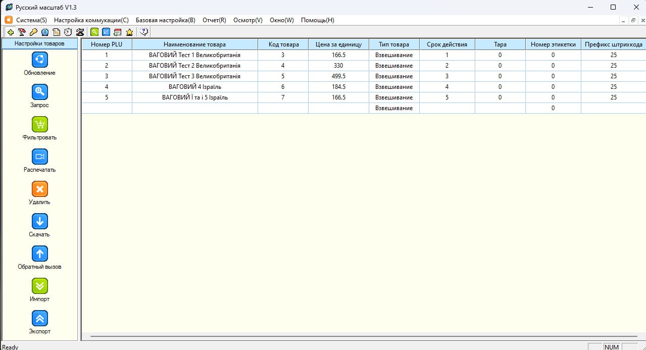 перелік товарів ваги
