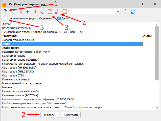 Довідник параметрів - дин.х-ки товару