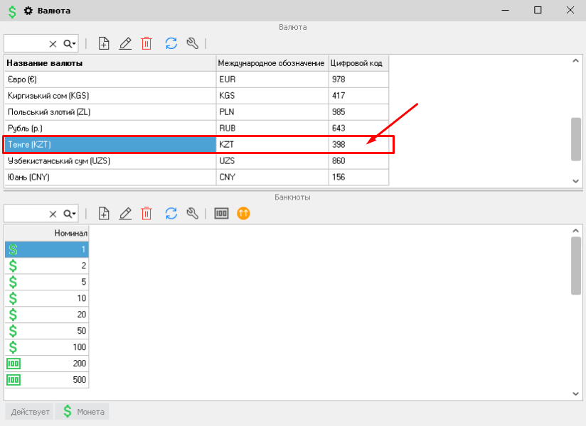 Валюта - Цифровой код - Казахстан